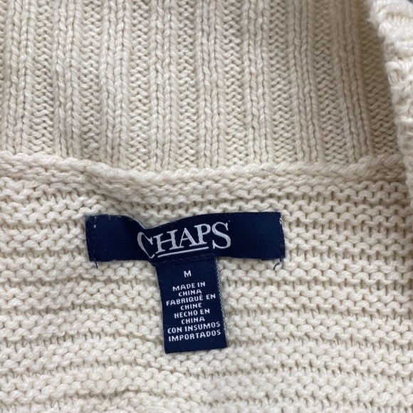 CHAPS Fair Isle Textile Knit Sweater Cream Black Fall Winter Holidays Medium - Picture 6 of 8